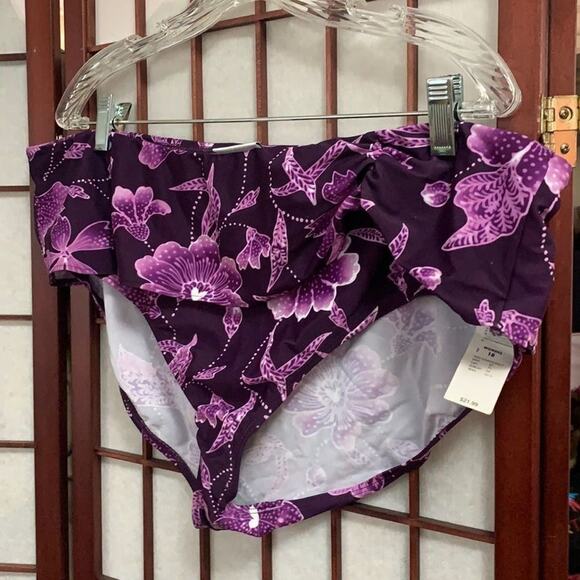 NWT JACLYN SMITH FLORAL SWIMSUIT RUCHED BOTTOM‎ SIZE 18 - Picture 1 of 11